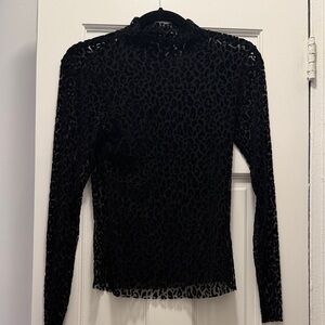 Ted Baker Black Leopard Sheer Print Blouse